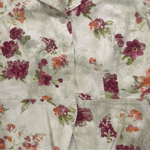 NWOT Christopher & Banks Linen Blend Floral Print Ivory Button Lightweight Jacke - Picture 3 of 13